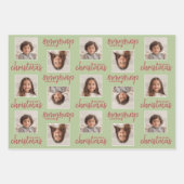 メリークリスマス – 2正方形の写真 – 3色 ラッピングペーパーシート (正面3)