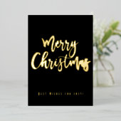 メリークリスマス 2023年おめでとう エレガントなブラックとゴールド 箔シーズンカード (立ち正面)