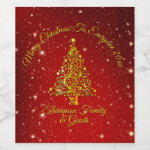 メリークリスマス 20XX 赤+金+ツリー+星 ワインラベル (シングルラベル)