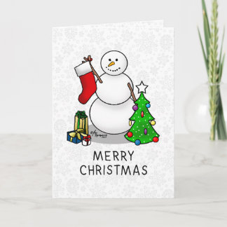 メリークリスマス 2 ツリー ストッキング スノーマン カード
