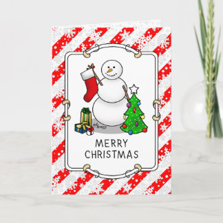 メリークリスマス 2 ツリー ストッキング スノーマン カード