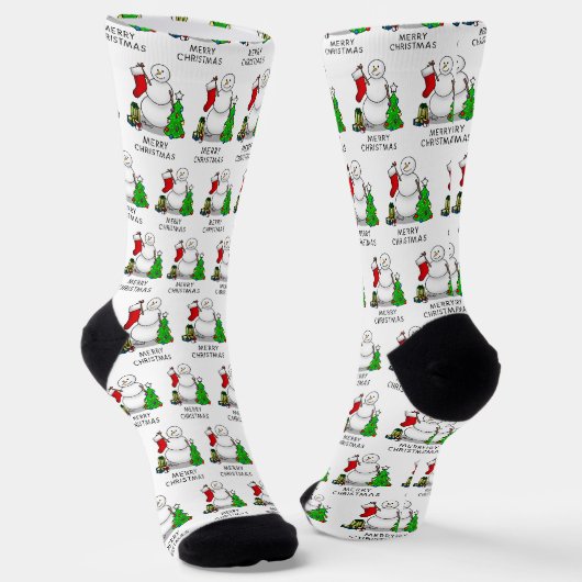メリークリスマス 2 ツリー ストッキング スノーマン ソックス (傾斜あり)