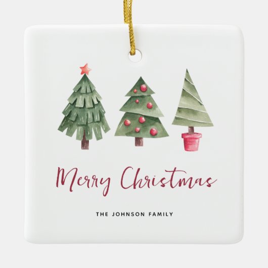 メリークリスマス、3ツリー セラミックオーナメント (正面)