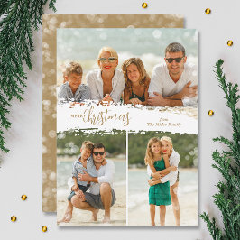 メリークリスマス 3枚の写真コラージュ ホリデーカード