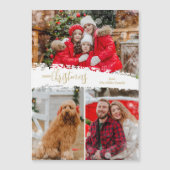 メリークリスマス 3枚の写真コラージュ マグネットカード (正面)