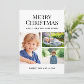 メリークリスマス 3枚の写真コラージュ 叔父 叔母 シーズンカード (スタンド正面)