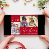 メリークリスマス 3枚の写真スクリプト 赤 シーズンカード