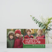 メリークリスマス – 3枚の写真 – 赤モダン緑 シーズンカード (スタンド正面)