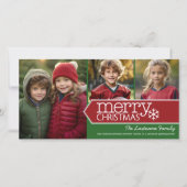 メリークリスマス – 3枚の写真 – 赤モダン緑 シーズンカード (正面)