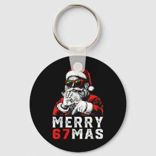 メリークリスマス 6 7 ミーム おもしろ サンタ 67 手描き Xmas キーホルダー