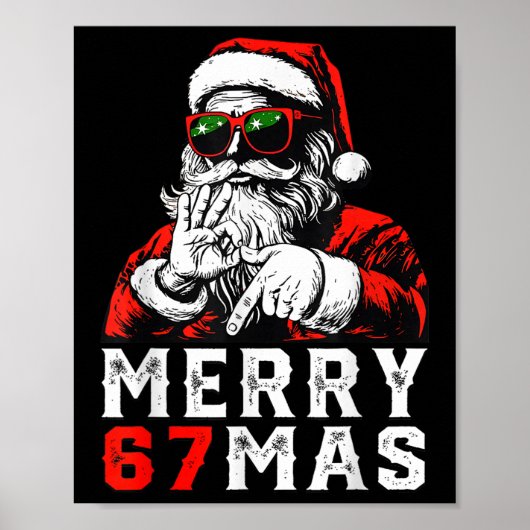 メリークリスマス 6 7 ミーム おもしろ サンタ 67 手 Xmas ポスター (正面)