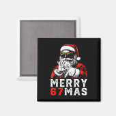 メリークリスマス 6 7 メメ 楽しい サンタ 67 手作り クリスマス マグネット (正面/裏面)
