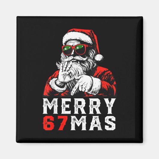 メリークリスマス 6 7 メメ 楽しい サンタ 67 手作り クリスマス マグネット (正面)