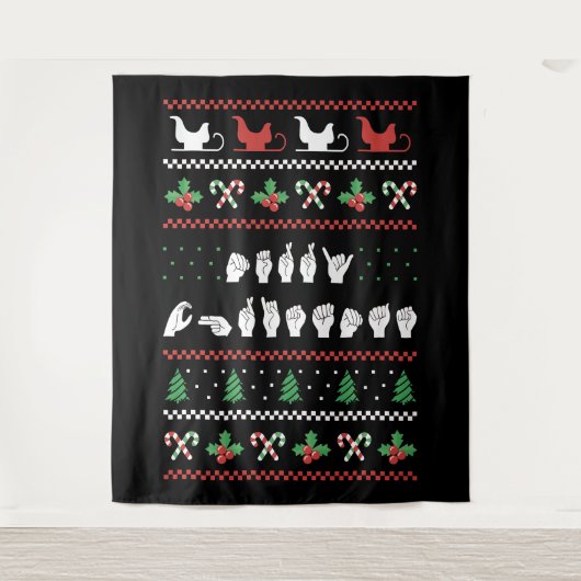 メリークリスマス – ASLアメリカ手話I タペストリー (正面)