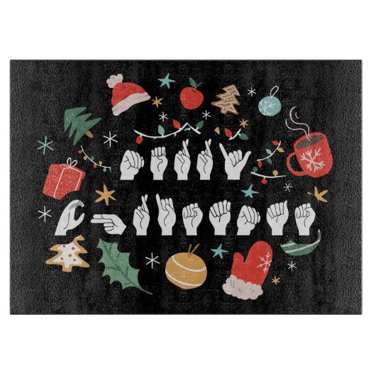 メリークリスマス – ASLアメリカ手話III カッティングボード (正面)