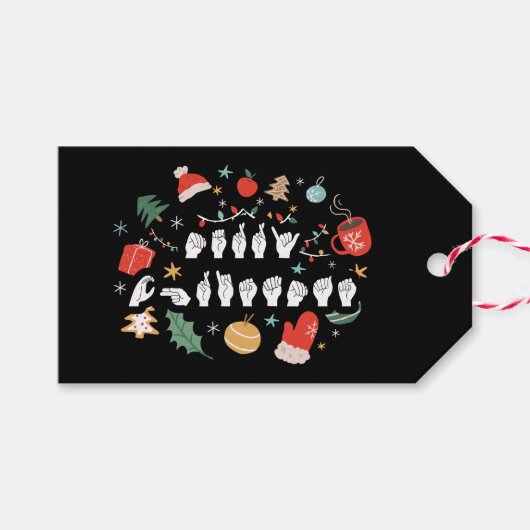 メリークリスマス – ASLアメリカ手話III ギフトタグ (正面(横))