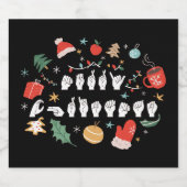 メリークリスマス – ASLアメリカ手話III スパークリングワインラベル (シングルラベル)