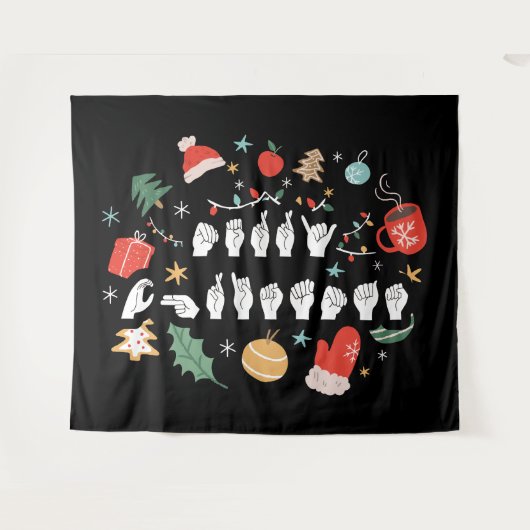 メリークリスマス – ASLアメリカ手話III タペストリー (正面(横))
