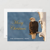 メリークリスマス – Bald Eagle Perching シーズンポストカード (正面/裏面)