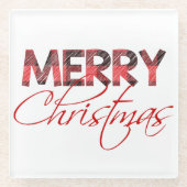 メリークリスマス | Buffalo Plaid Holiday ガラスコースター (正面)