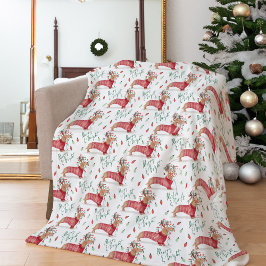 メリークリスマス | Dachshund Dogクリスマスセーター フリースブランケット