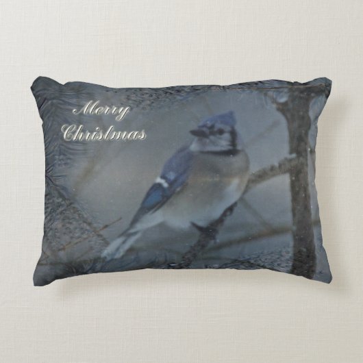 メリークリスマス – Eastern Blue Jay アクセントクッション (正面)