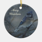 メリークリスマス – Eastern Blue Jay セラミックオーナメント (正面)