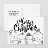 メリークリスマス | Happy Holiday Winter Bears ポストカード (正面/裏面)