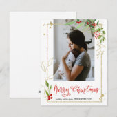 メリークリスマス | Photo Berry Hollyフレームスクリプト シーズンカード (正面/裏面)