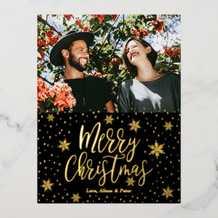 メリークリスマス Photo Hoilday Greeting Foil Holi 箔シーズンポストカード