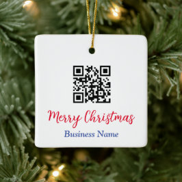 メリークリスマス、QRコード、会社名 セラミックオーナメント