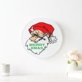 「メリークリスマス」 SANTA ラージ壁時計 (ホーム)
