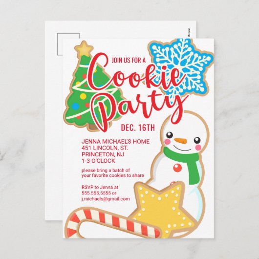 メリークリスマス | Santa Claus Cookie Exchange シーズンポストカード (正面/裏面)