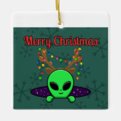 "メリークリスマス" UFOエイリアンオーナメント セラミックオーナメント (正面)