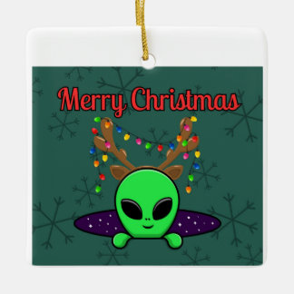 "メリークリスマス" UFOエイリアンオーナメント セラミックオーナメント