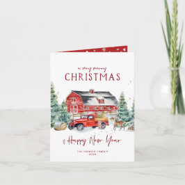 メリークリスマス | Water color Red Truck Holiday シーズンカード