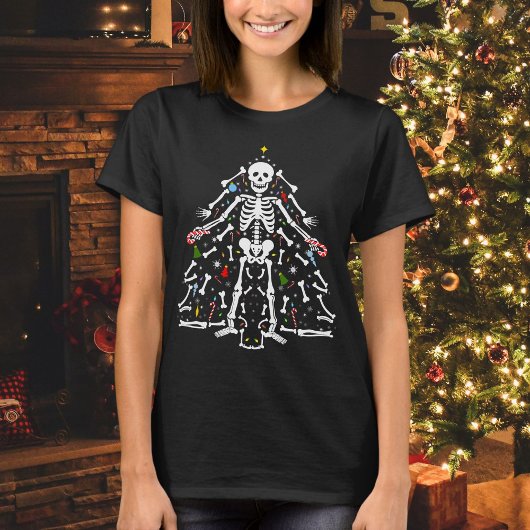 メリークリスマス X線技師 クリスマスツリー スケルトン Tシャツ