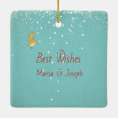 メリークリスマス – X-masガールドッグ編集可能文字オンC セラミックオーナメント (裏面)