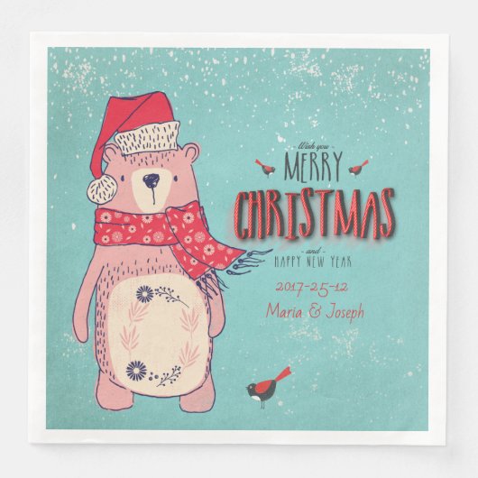 メリークリスマス – X-masクマと編集可能文字 (正面)