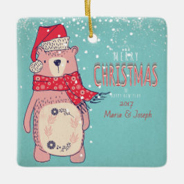 メリークリスマス – X-masクマと編集可能文字 セラミックオーナメント