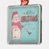 メリークリスマス – X-masクマと編集可能文字 メタルオーナメント (左)