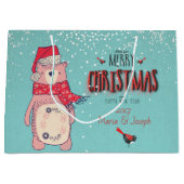 メリークリスマス – X-masクマと編集可能文字 ラージペーパーバッグ (正面)