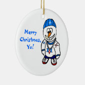 メリークリスマス、Yo! ヒップホップの話し手の雪だるま セラミックオーナメント (右)