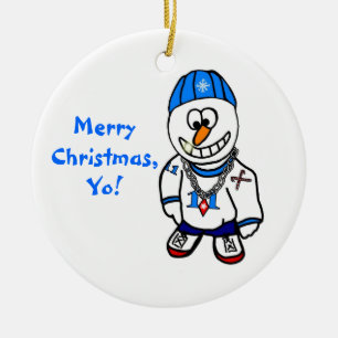 メリークリスマス、Yo! ヒップホップの話し手の雪だるま セラミックオーナメント