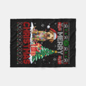 メリークリスマスAiredale Terrier犬の恋人醜いXm フリースブランケット (正面(横))