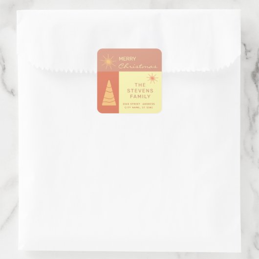 メリークリスマスboho陽気な色のブロック休日 スクエアシール (バッグ)