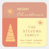 メリークリスマスboho陽気な色のブロック休日 スクエアシール (正面)
