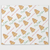 メリークリスマスCookieパターンスクリプト ラッピングペーパー (フラット)