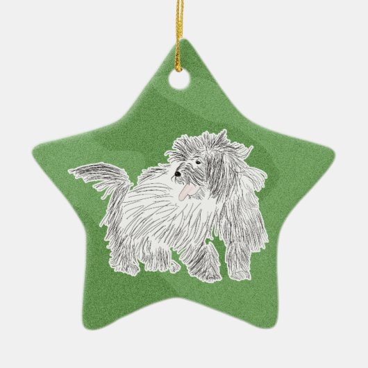 メリークリスマスCoton de Tulear セラミックオーナメント (正面)