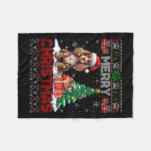 メリークリスマスErスパニエル犬愛犬家醜いクリスマスSw フリースブランケット (正面(横))